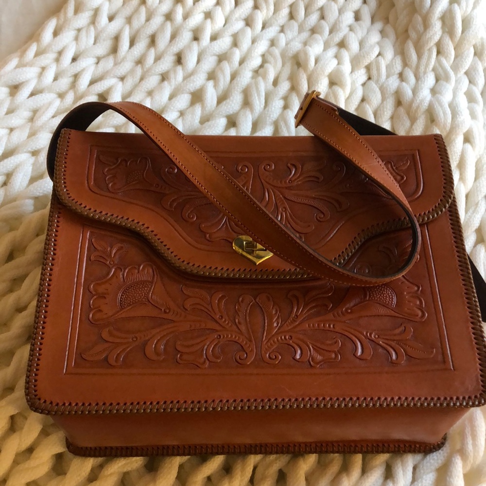 Vintage Tooled Leather Bag